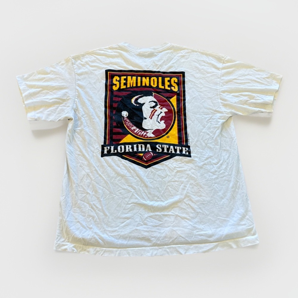Vintage Florida State Seminoles Shirt‎ Mens L FSU 90s White Cotton